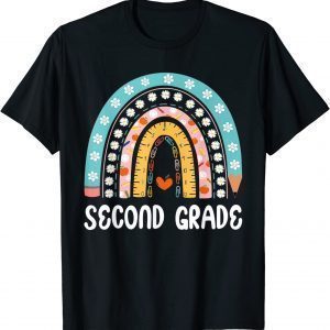 Boho Rainbow Second Grade Student Teacher Back To School 2022 Shirt