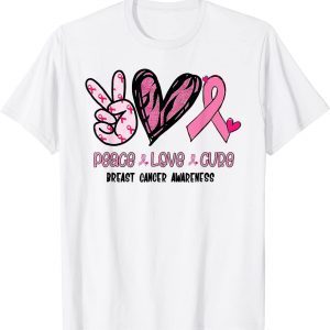 Breast Cancer Peace Love Cure In October We Wear Pink Ribbon 2022 Shirt