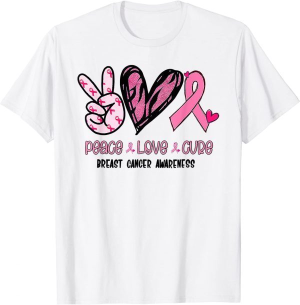 Breast Cancer Peace Love Cure In October We Wear Pink Ribbon 2022 Shirt