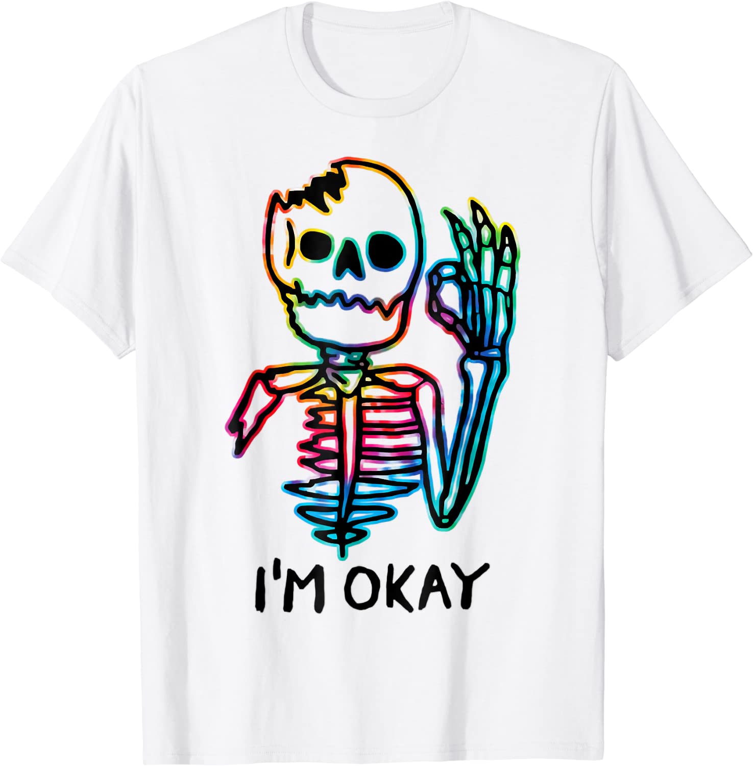 Broken Skeleton I'm Okay Tie Dye, Fun Halloween Spooky Vibes Classic Shirt