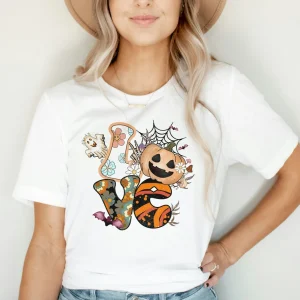Cartoon Love Pumpkin Halloween T-Shirt