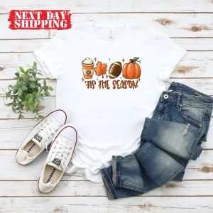 Coffee Dry Leaf Football and Halloween Tis The Season 2022 Shirt