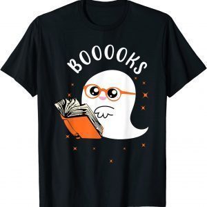 Cute Ghost Book Reading Halloween Teacher Top 2022 Shirt
