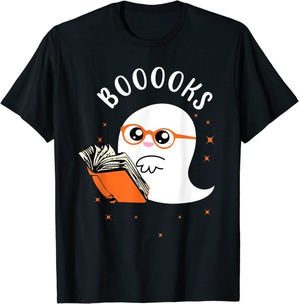 Cute Ghost Book Reading Halloween Teacher Top 2022 Shirt