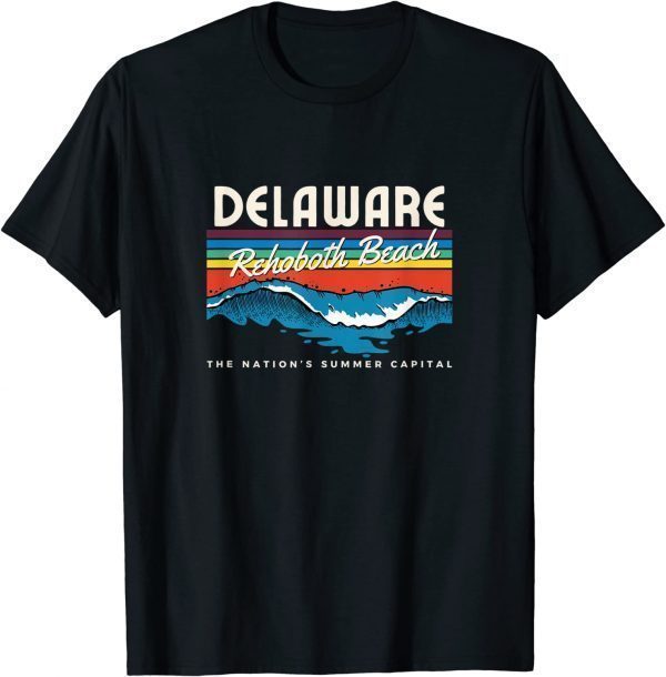 Delaware Rehoboth Beach Retro Surf Wave Graphic 2023 Shirt