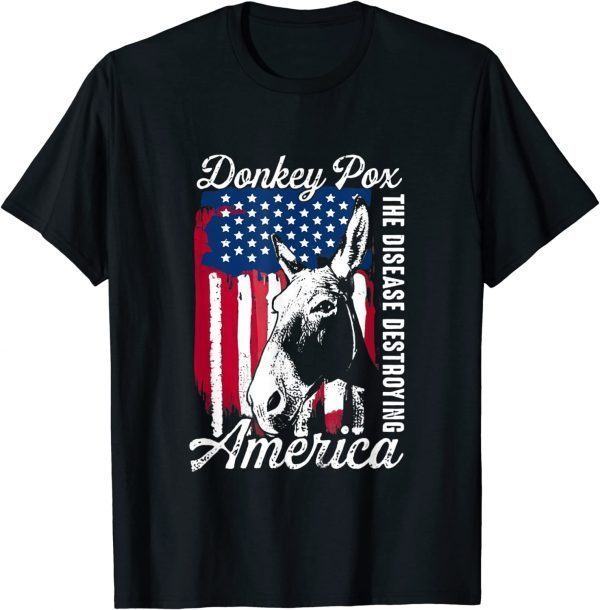 Donkey Pox The Disease Destroying America Retro US Flag 2022 Shirt