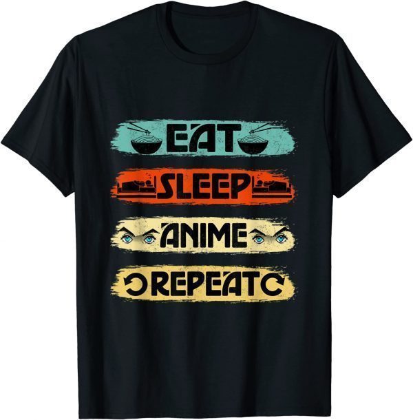 Eat Sleep Anime Repeat Ramen Kawaii Japanese Manga Lovers 2022 Shirt
