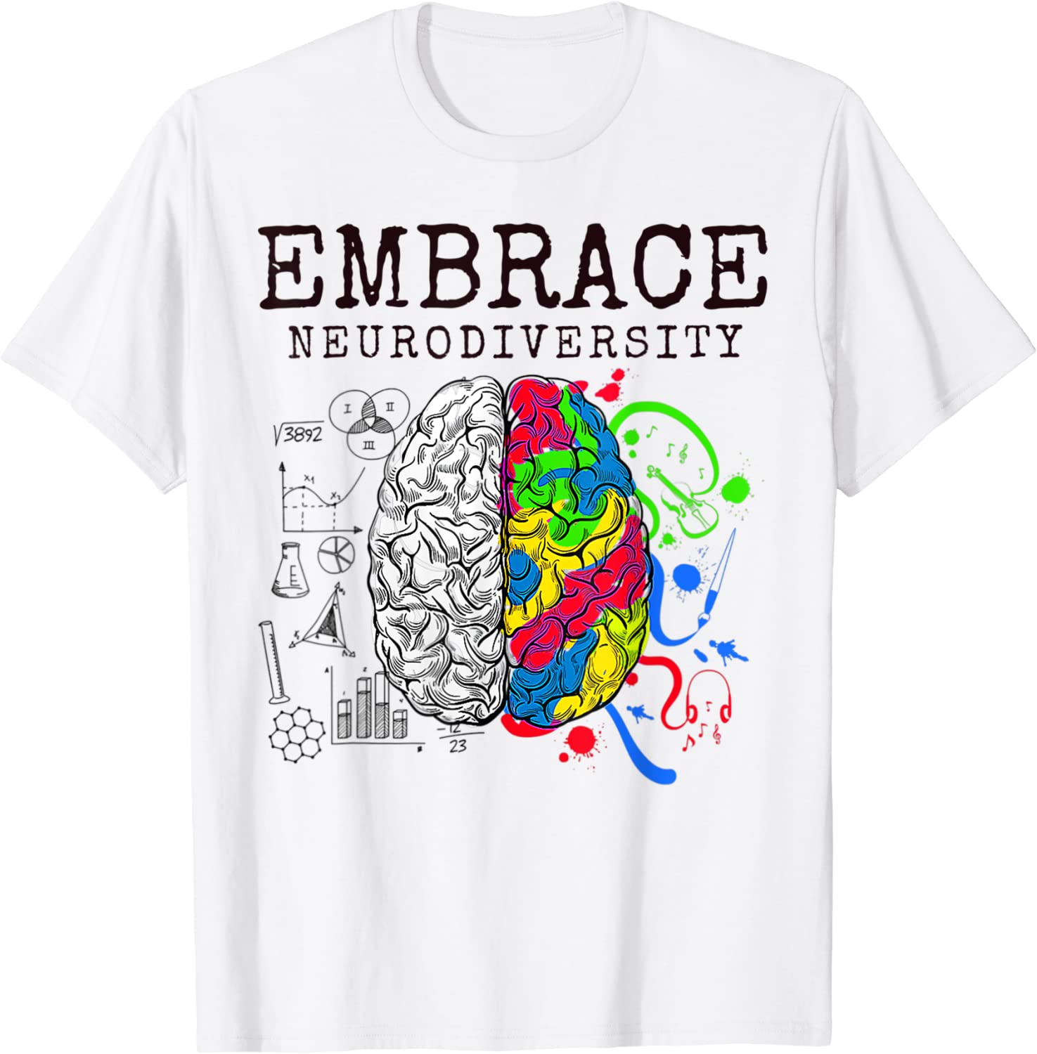 Embrace Neurodiversity Autism ASD Awareness Brain ADHD 2022 Shirt ...