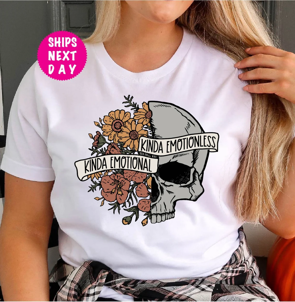 Floral Skull Kinda Emotional Halloween 2023 Shirt
