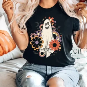 Flower Ghost Retro Halloween 2022 Shirt