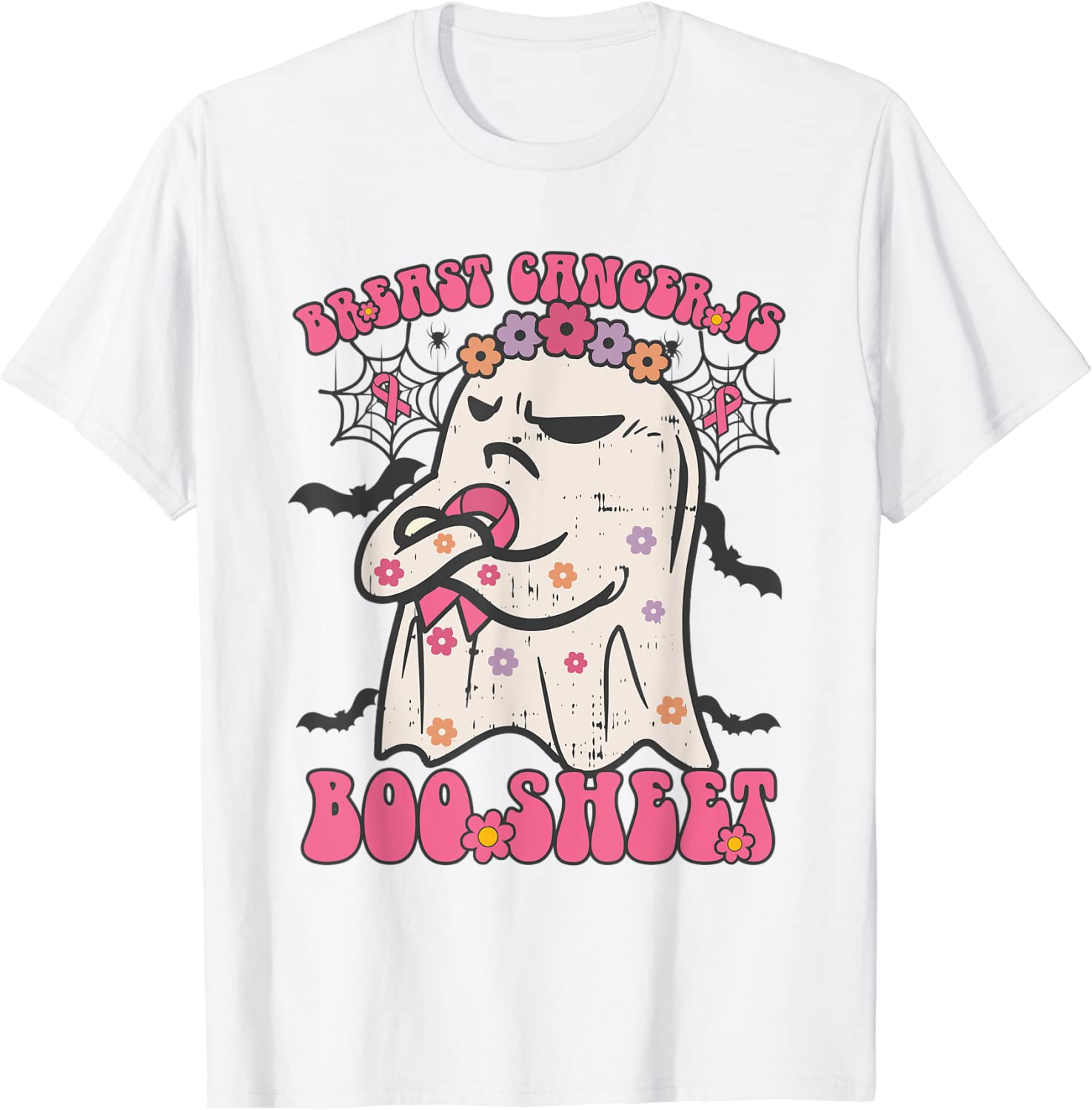 Groovy Breast Cancer Is Boo Sheet Halloween Pink Ribbon 2022 Shirt