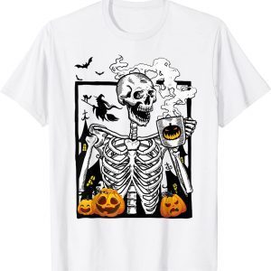 Halloween 2022 Skeleton Drinking Coffee Halloween 2022 Shirt