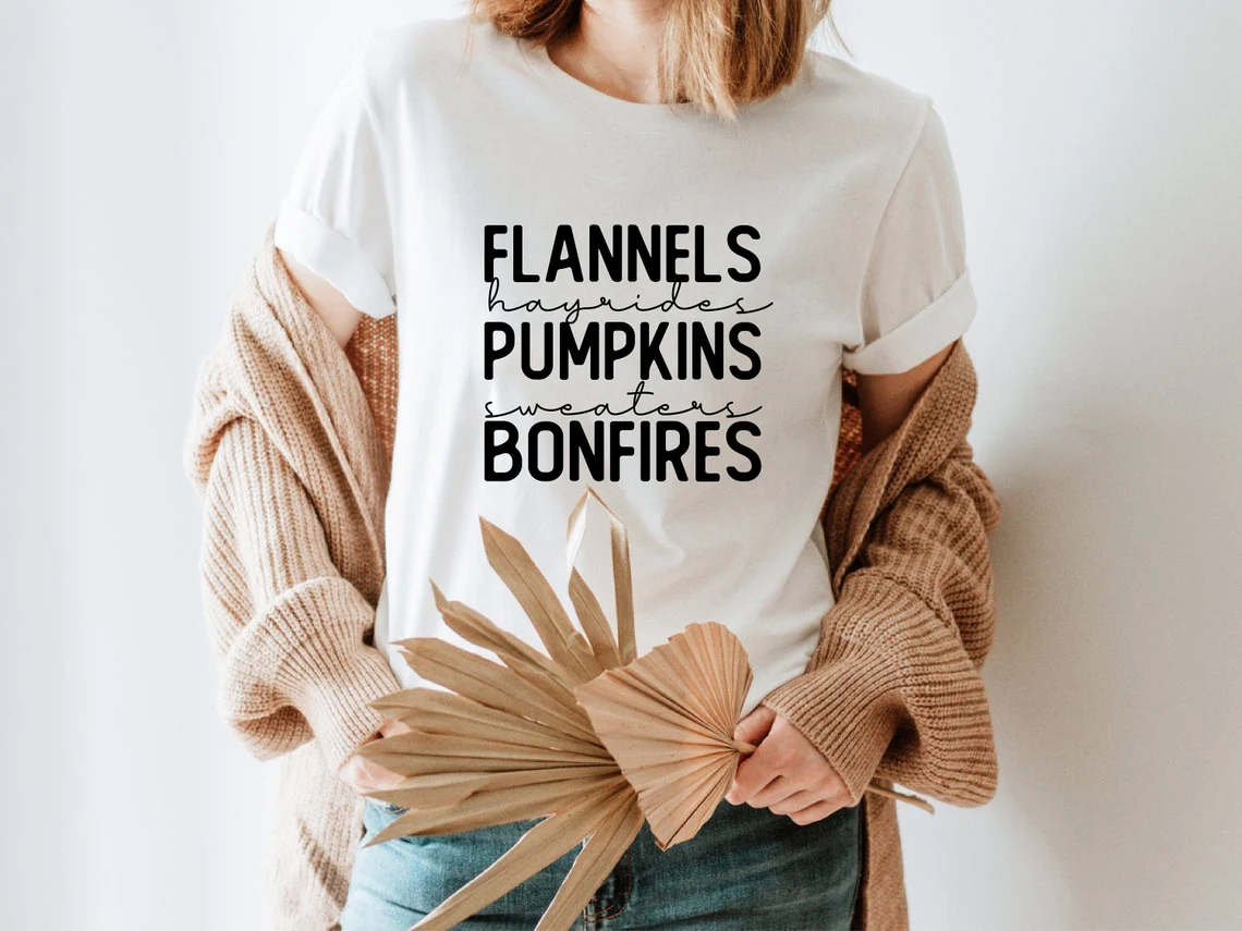Halloween Flannels Hayrides Pumpkins Sweaters Bonfires Classic Shirt
