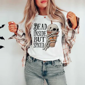 Halloween Horror Coffee Dead Inside But Spiced Classic Shirt