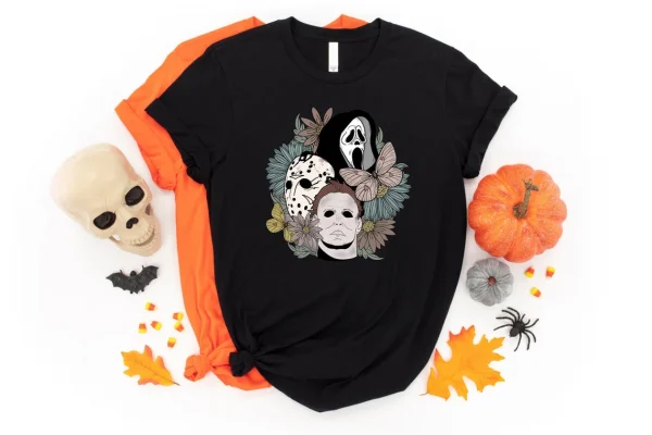 Halloween Scream, Jason, Michael Myers, Horror movie Floral Classic shirt