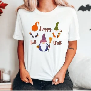 Happy Fall Y'all Gnomes Fall Halloween 2022 Shirt
