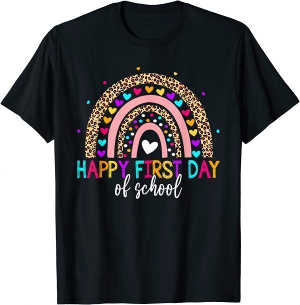 Happy First Day Of School Rainbow Leopard Teacher Student 2022 Shirt