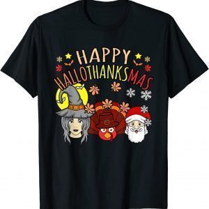 Happy Hallothanksmas Halloween Gnomes Thanksgiving Christmas 2022 Shirt