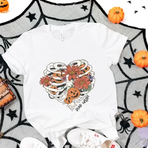 Heart Sekeleton Pumpkin Flower Halloween Classic Shirt