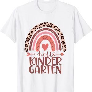 Hello Kindergarten Teachers Leopard Rainbow Back To School 2022 Shirt
