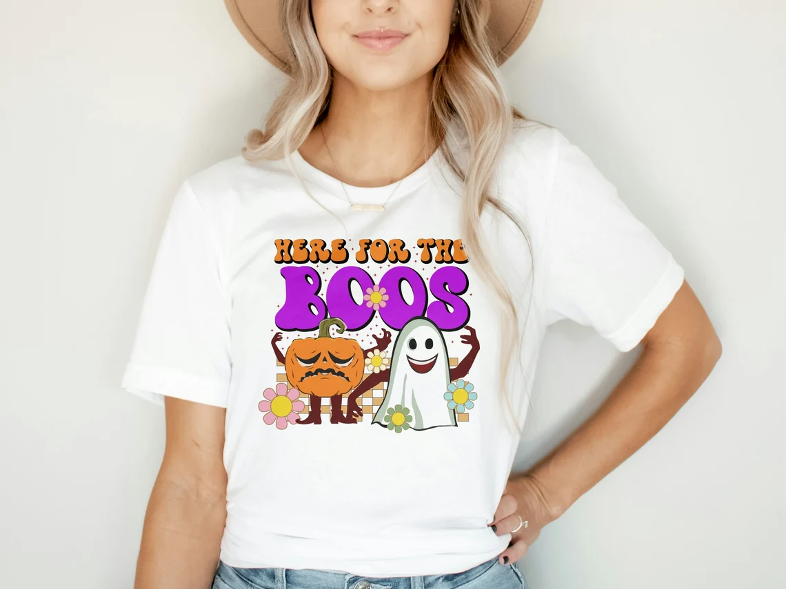 Here For The Boos Cartoon Halloween 2022 Shirt