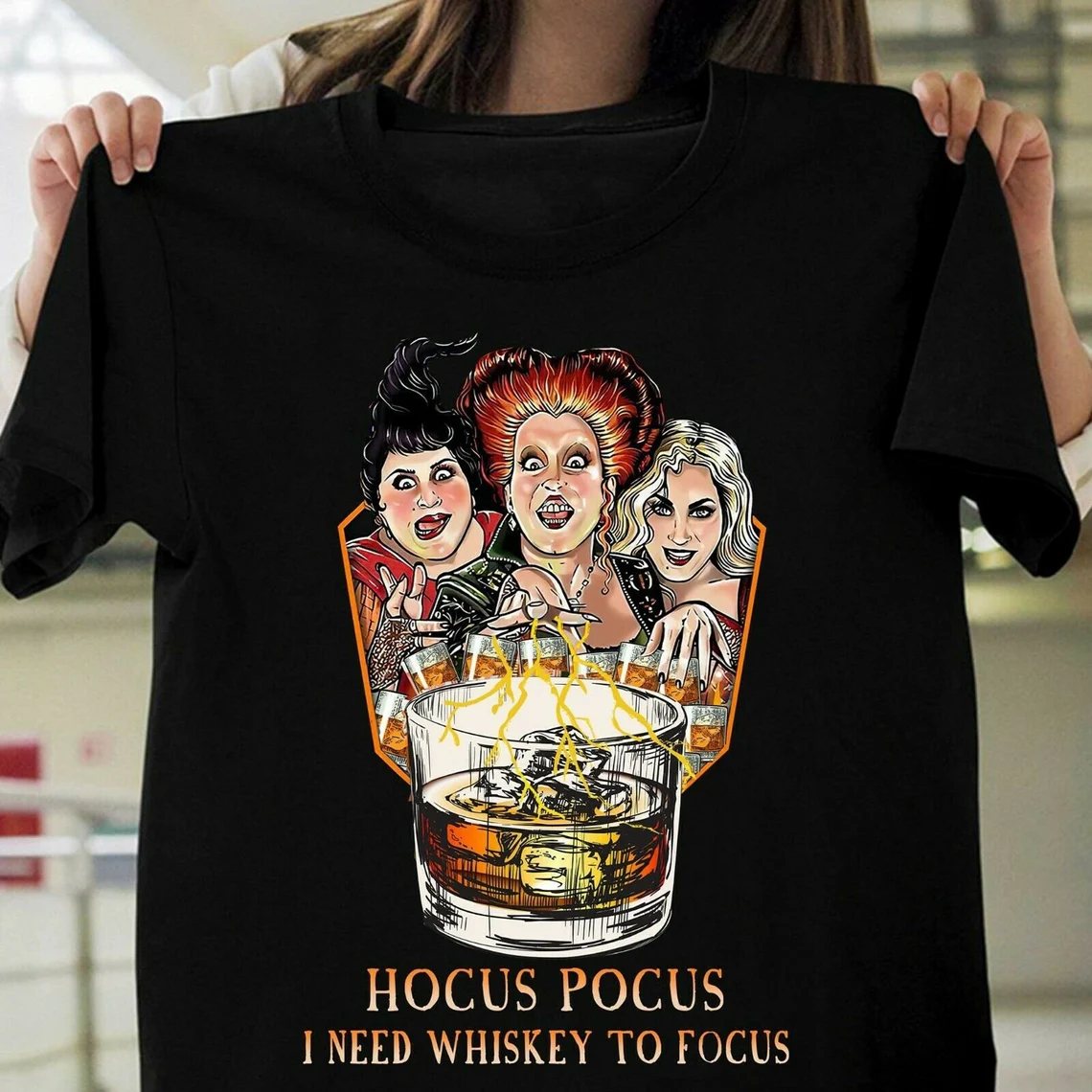 Hocus Pocus I need whiskey to focus Halloween T-shirt