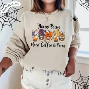 Hocus Pocus Need Coffee To Focus Halloween T-Shirt