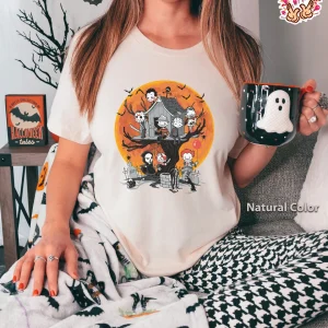 Horror Characters On Tree House Halloween 2023 Shirt