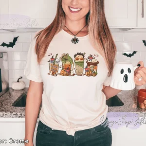Horror Fall Coffee Pumpkin Spice Iced Warm Autumn Orange Halloween 2022 Shirt