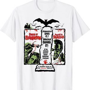 Horror Movie Vintage Dracula Halloween Frankenstein Monster Classic Shirt