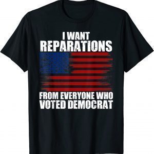 I Want Reparations From Everyone Who Voted Democrat USA Flag 2022 Shirt