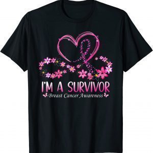 I'm A Survivor Breast Cancer Awareness Pink Ribbon Flower 2022 Shirt