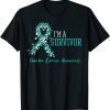 Im A Survivor Ovarian Cancer Awareness Teal Ribbon T-Shirt