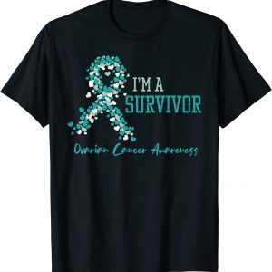 Im A Survivor Ovarian Cancer Awareness Teal Ribbon T-Shirt