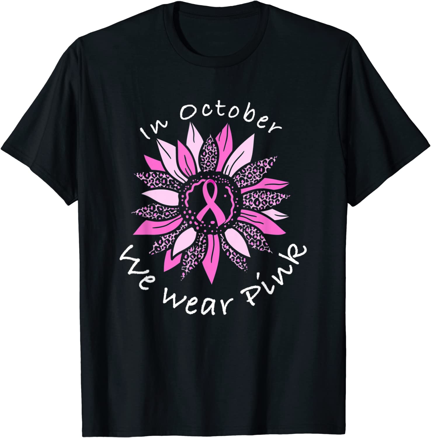 In October We Wear Pink Breast Cancer Costume Sunflower Teen 2022 Shirt