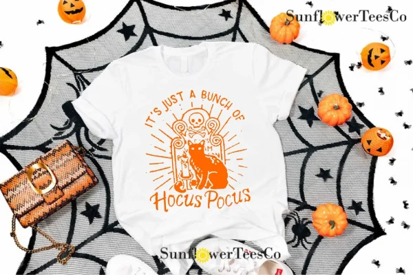 , It's Just A Bunch Of Hocus Pocus Black Cat Halloween 2022 Shirt
