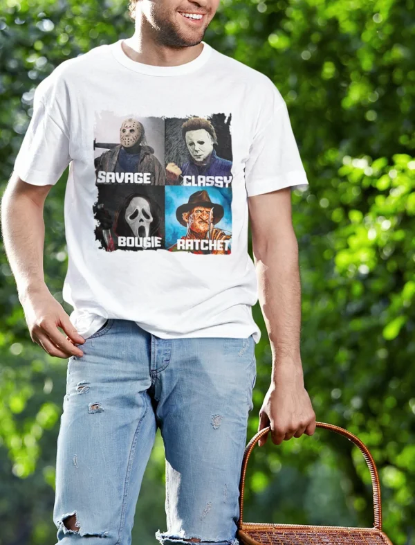 Jason Voorhees Michael Myers Freddy Krueger Ghost horror characters Halloween Classic Shirt