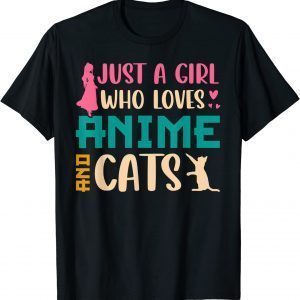Just A Girl Who Loves Anime and Cats Japanese Classic Shirt