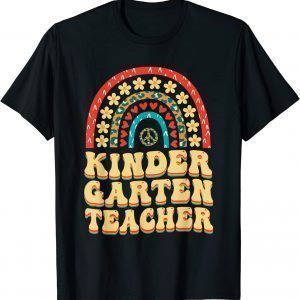 Kindergarten VibesRetro Groovy Rainbow Daisy Back to School 2023 Shirt