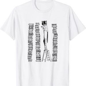 Lady Cat And Stack Of Books Woman Reading Retro Victorian 2022 Shirt