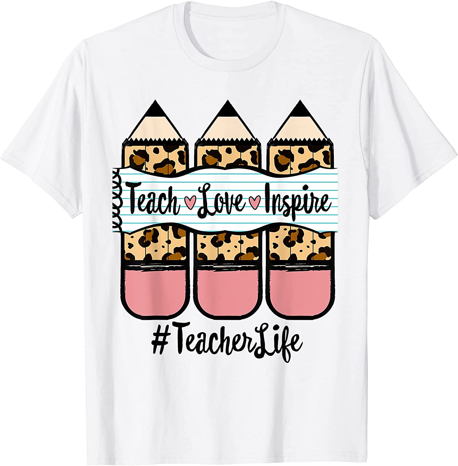 Leopard Pencil Teacher Life Teaching Teacher Day of School 2022 Shirt