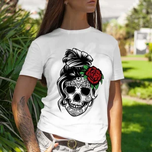 Messy Bun Skull Mom Halloween 2022 Shirt