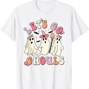 Retro Let's Go Ghouls Ghost Boo Crew Spooky Vibes Halloween Classic Shirt