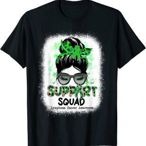 Support Squad Messy Bun Lime Green Ribbon Lymphoma Cancer 2022 Shirt