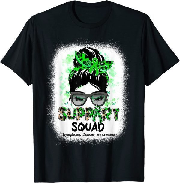 Support Squad Messy Bun Lime Green Ribbon Lymphoma Cancer 2022 Shirt