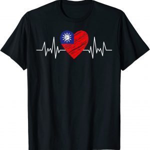 Taiwan Flag With Heartbeat Pride Grunge Taiwanese Flag 2022 Shirt