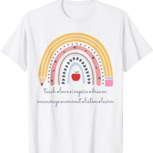 Teach Love Inspire Rainbow Pencil Teacher Back To School Classic Shirt