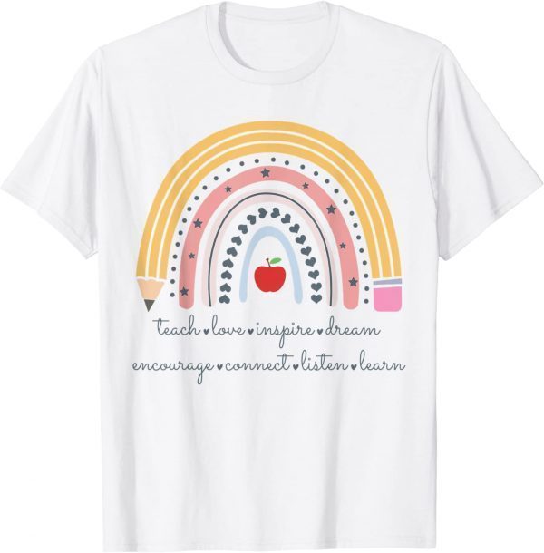 Teach Love Inspire Rainbow Pencil Teacher Back To School Classic Shirt