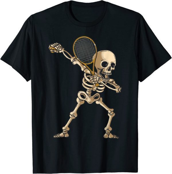 Tennis Dabbing Skeleton Tennis with Racket Halloween Costume Classic Shirt