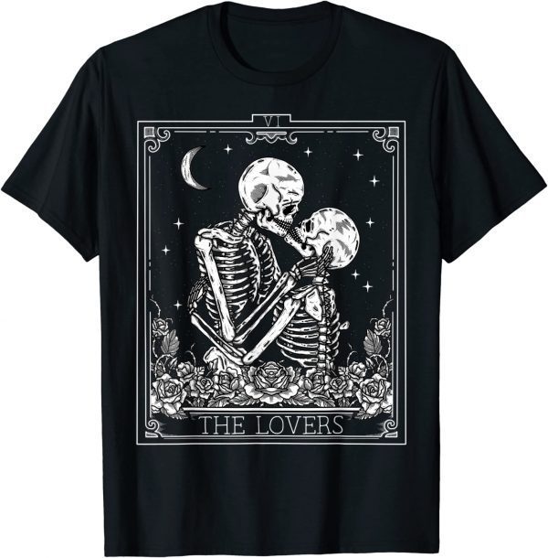 The Lovers Vintage Tarot Card Astrology Skull Horror Occult 2023 Shirt